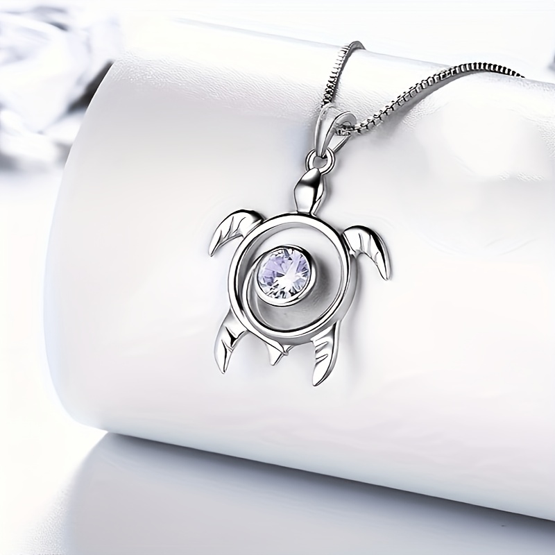 Women's S925 Silver Turtle Pendant Necklace, Elegant Design